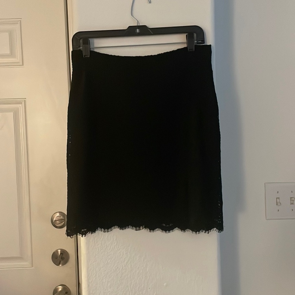 Fully Lined Black Lace Pencil Skirt Size L